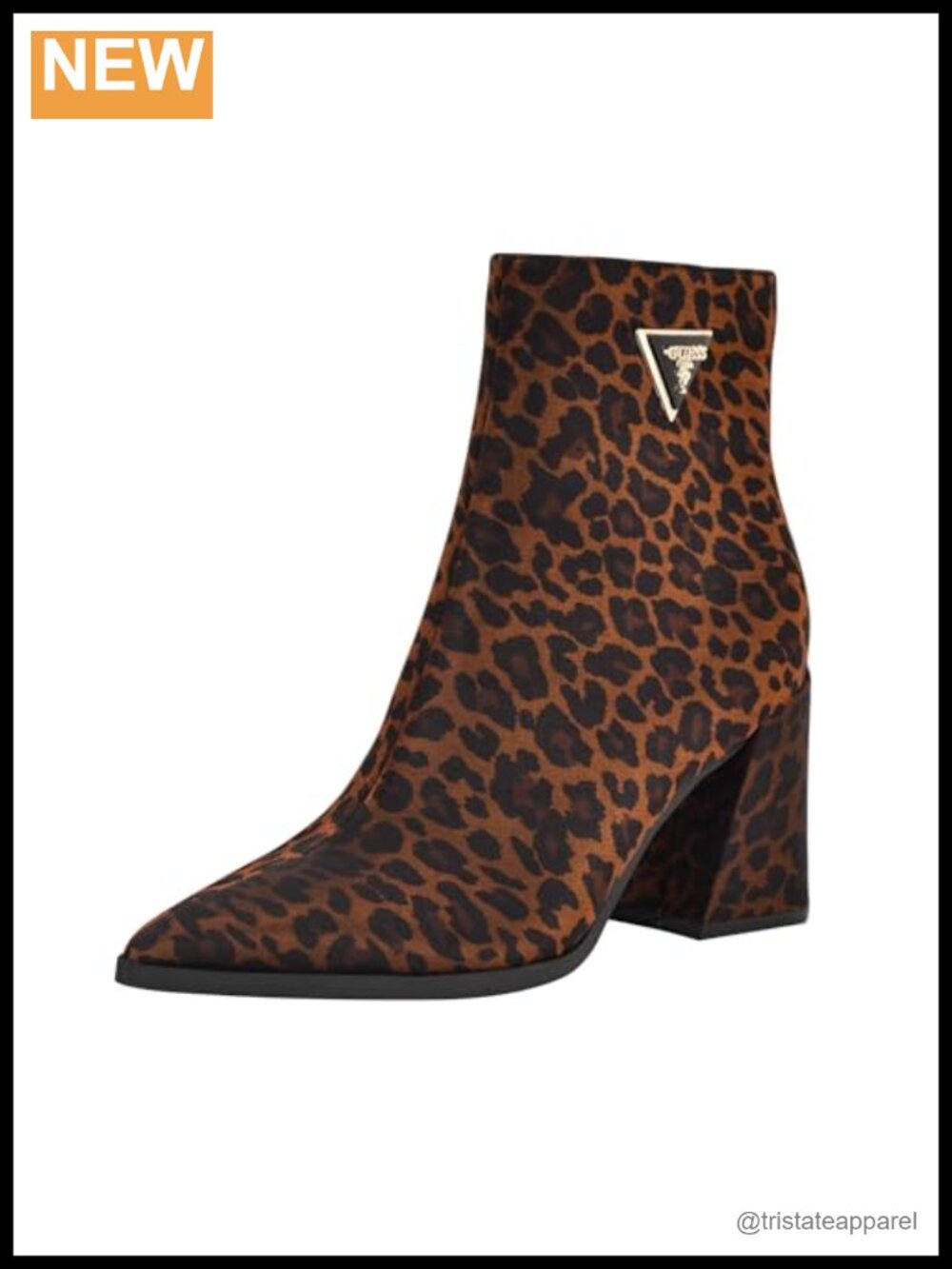 GUESS Luseray Ankle Booties Pointed Toe Block Heel Zipper Closure